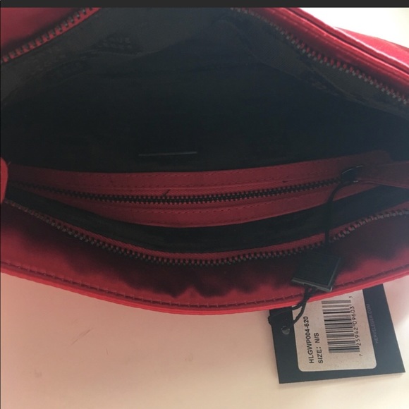 NEW•Herve Leger•Red Cabernet Clutch- Gorgeous Unique Satin Bag - Picture 5 of 15